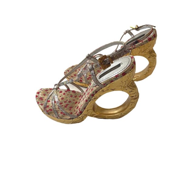 Louis Vuitton Floral Feerique Morganne Sandals Ring Heels Size 36 (US Size 6) - Picture 4 of 16